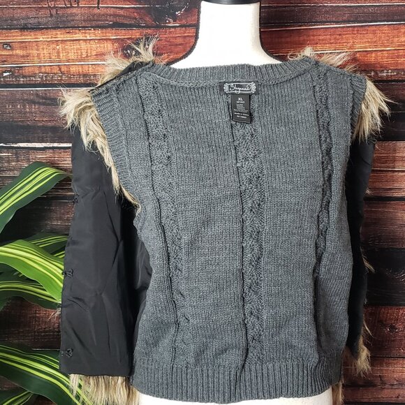 Shyanne XL Sweater Vest Faux Fur Beaded Embellished - Picture 2 of 11